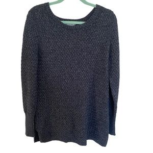 Athleta Cypress Wool Blend Basket Weave Pullover Sweater Size Large Charcoal